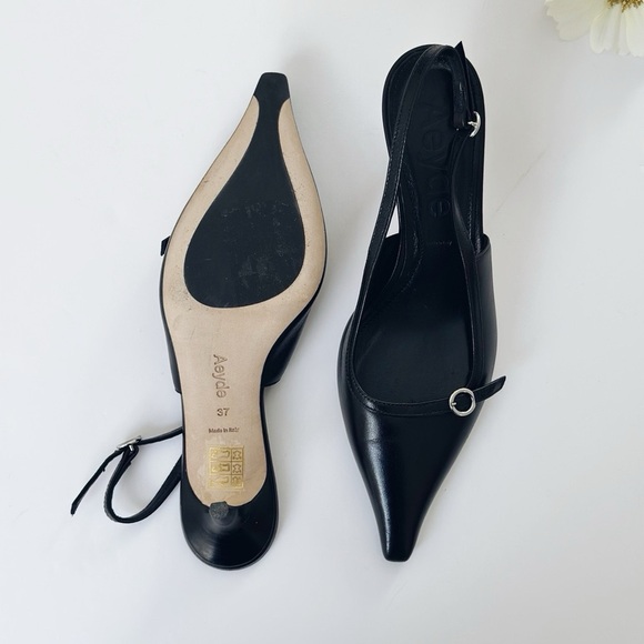 Aeyde Saba Buckled Slingback Heels Black - Picture 6 of 7